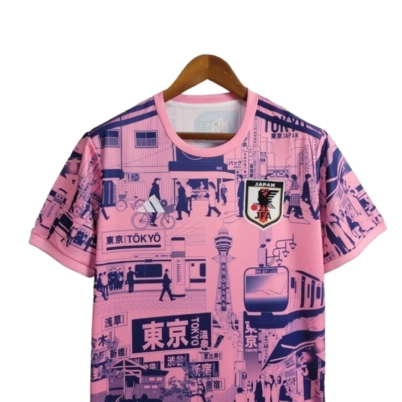 Camisa Japão Edição especial 24/25 - Torcedor Adidas Masculina - Rosa com detalhes em azul