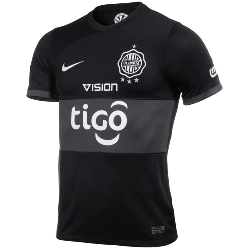 Camisa Olympia II 24/25 - Torcedor Nike Masculina - Preta com detalhes em branco