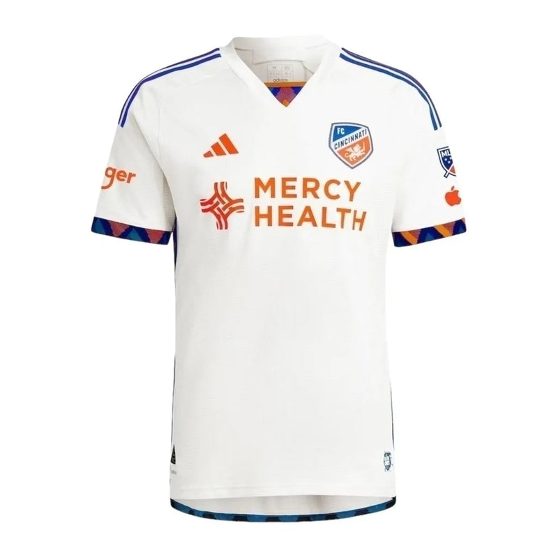 Camisa FC Cincinnati II 24/25 - Torcedor Adidas Masculina - Branca com detalhes em laranja e azul