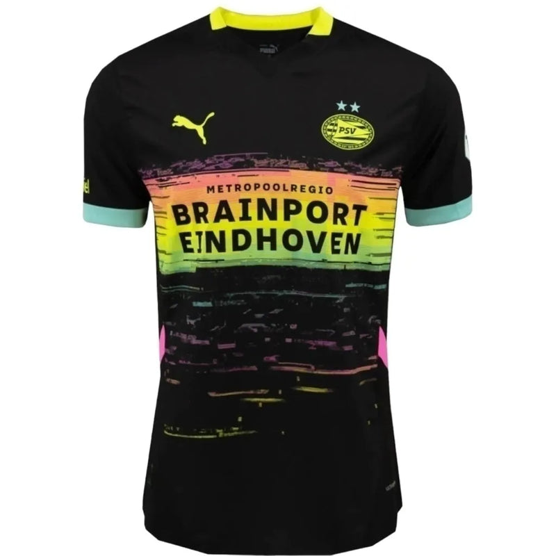 Camisa PSV Eindhoven II 24/25 - Torcedor Puma Masculina - Preta com detalhes em verde e amarelo e rosa