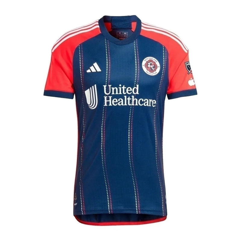 Camisa New England Revolution I 24/25 - Torcedor Adidas Masculina - Azul e vermelha com detalhes em branco