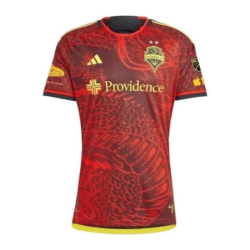 Camisa Seattle Sounders II 24/25 - Torcedor Adidas Masculina - Vermelha e preta com detalhes em dourado