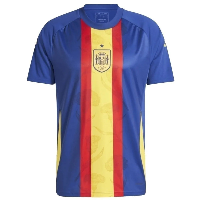 Camisa Seleção da Espanha Pré-Jogo 24/25 Eurocopa 2024 - Torcedor Adidas Masculina - Azul