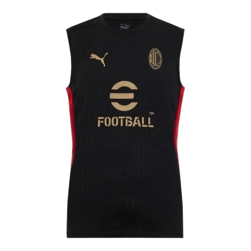 Camisa regata AC Milan Treino 24/25 - Torcedor Puma Masculina - Preta com detalhes em vermelho