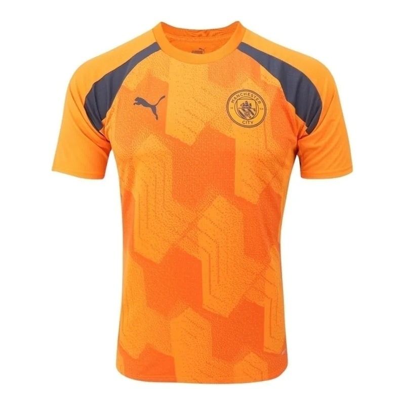 Camisa Manchester City Pré-jogo 23/24 - Torcedor Puma Masculina - Laranja