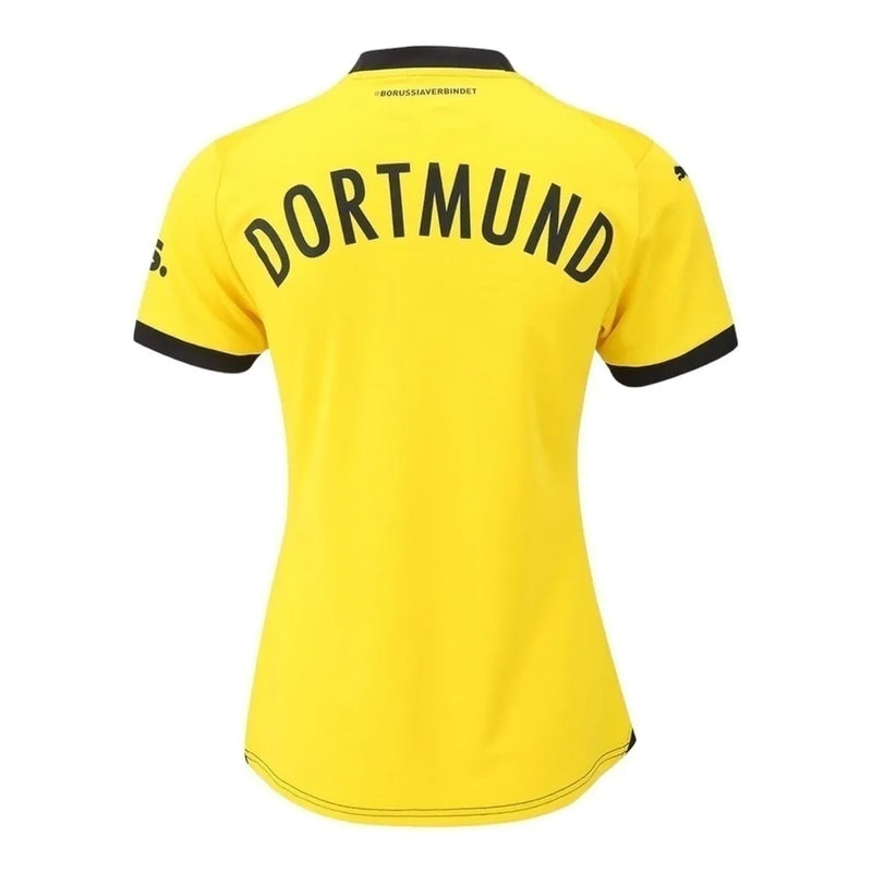 Camisa Borussia Dortmund I 23/24 - Torcedor Puma Feminina - Amarela e preta