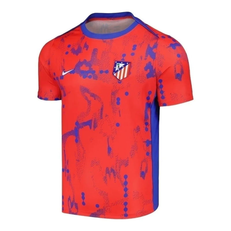 Camisa Atlético de Madrid Pré-jogo 24/25 - Torcedor Nike Masculina - Vermelha com detalhes em azul