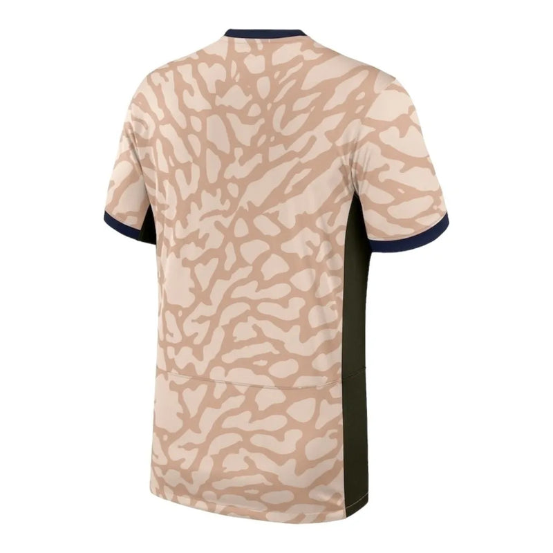 Camisa Paris Saint-Germain Fourth 23/24 - Torcedor Jordan Masculina - Bege com detalhes em azul