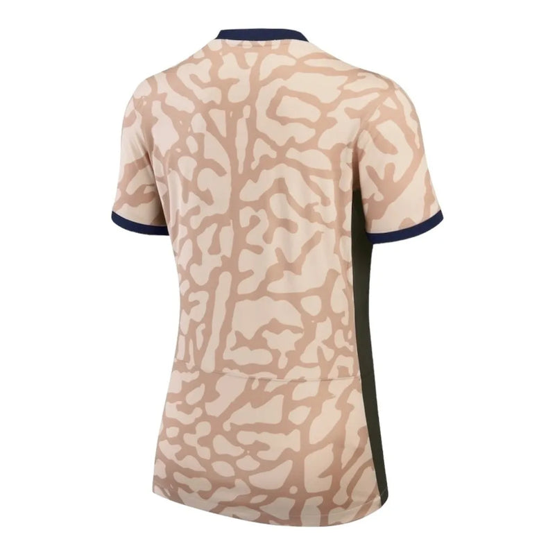 Camisa Paris Saint-Germain Fourth 23/24 - Torcedor Jordan Feminina - Bege com detalhes em azul