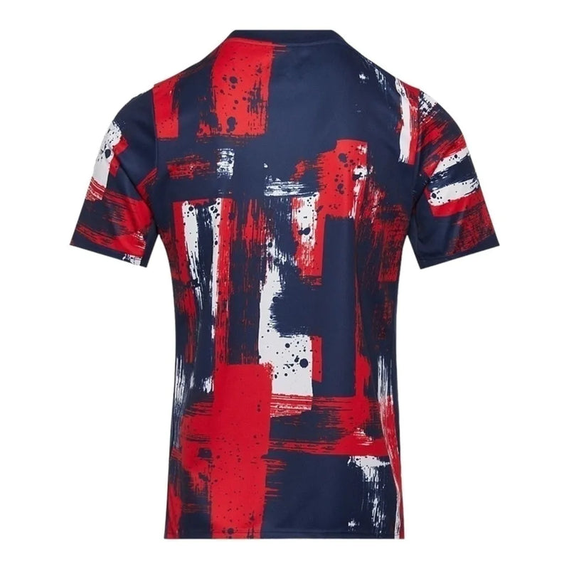 Camisa Paris Saint-Germain Pré-jogo I 24/25 - Torcedor Adidas Masculina - Azul com detalhes em vermelho