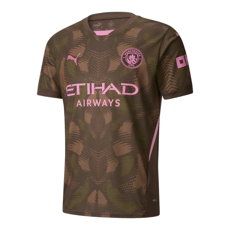 Camisa Manchester City Goleiro 24/25 - Torcedor Puma Masculina - Marrom com detalhes em rosa