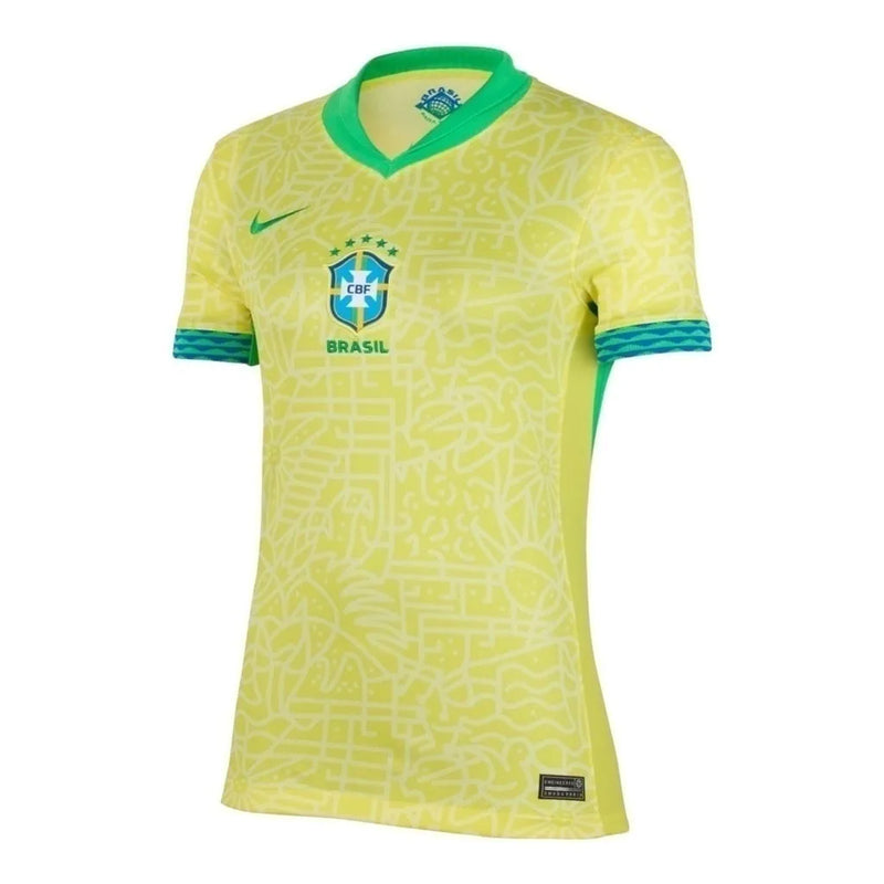 Camisa Seleção Brasileira I 24/25 - Torcedor Nike Feminina - Amarela com detalhes em verde