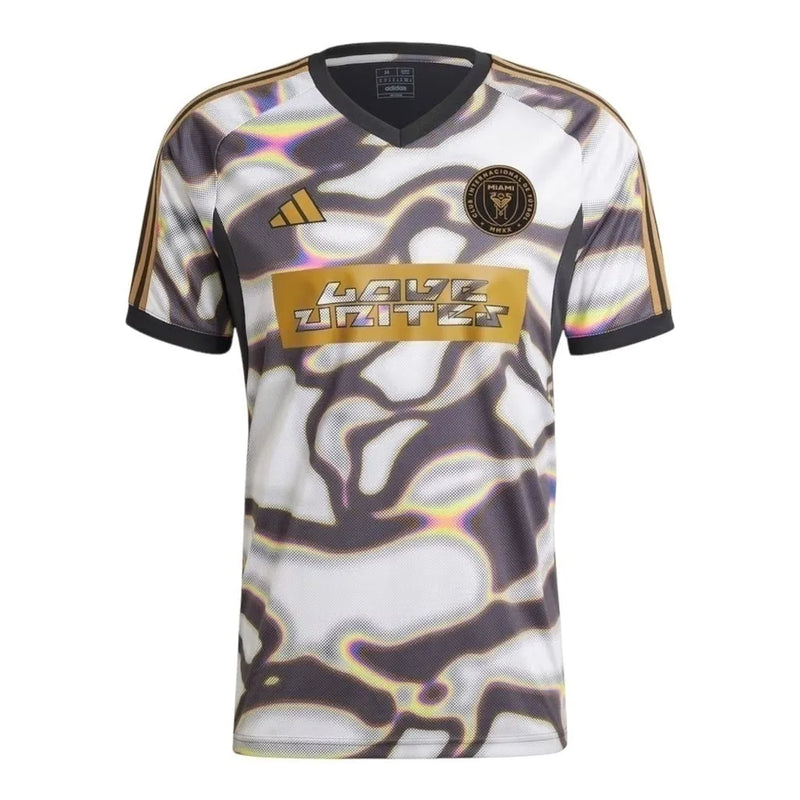 Camisa Inter Miami Pré-jogo 24/25 - Torcedor Adidas Masculina - Preta com detalhes em bege