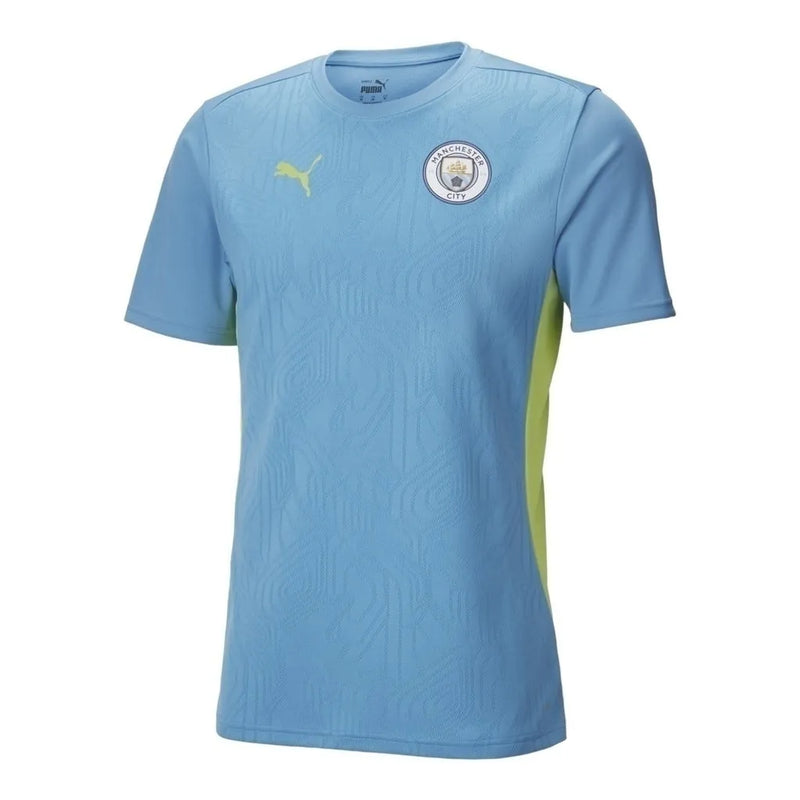 Camisa Manchester City Treino 24/25 - Torcedor Puma Masculina - Azul com detalhes em amarelo