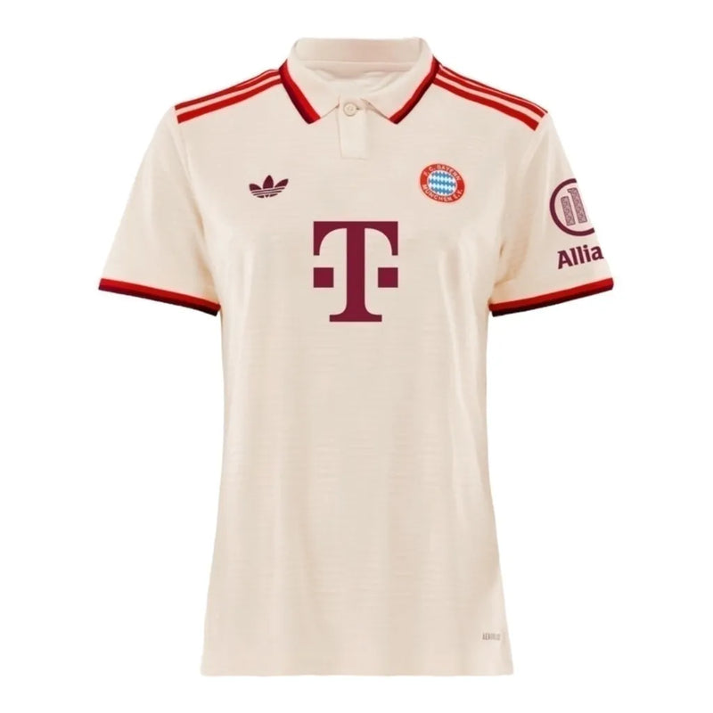 Camisa Bayern de Munique III 24/25 - Torcedor Adidas Feminina - Bege com detalhes em vermelho