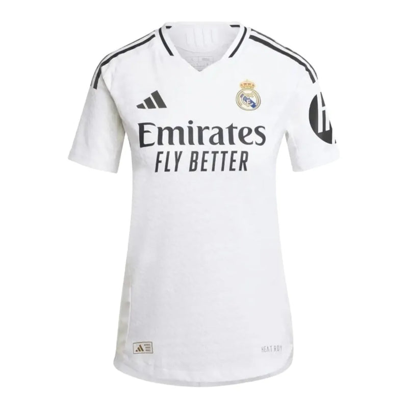 Camisa Real Madrid I 24/25 - Torcedor Adidas Feminina - Branca com listras pretas