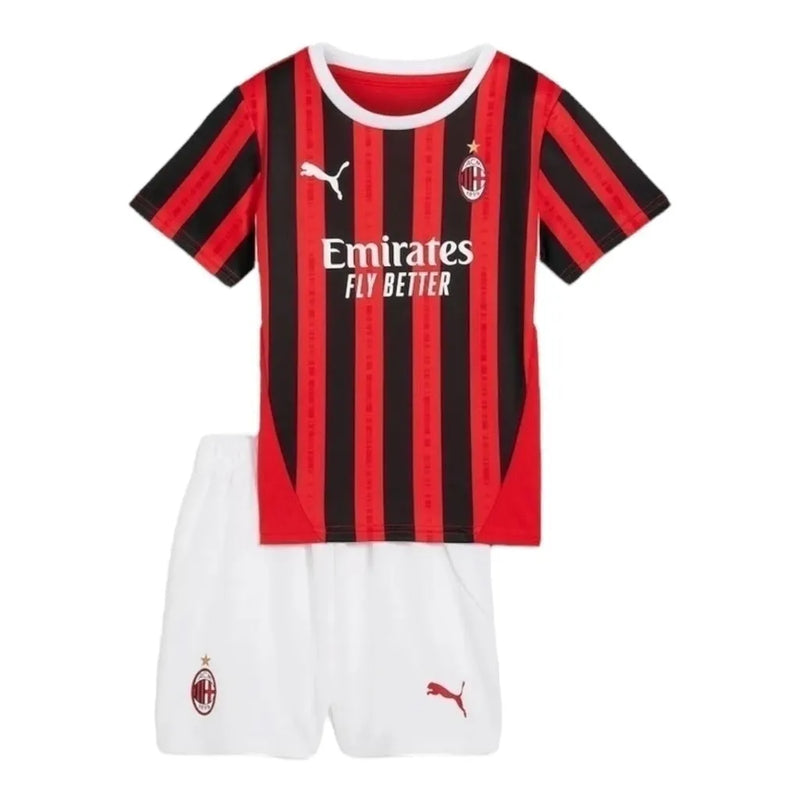 Kit Infantil AC Milan I 24/25 - Puma - Vermelho e preto e branco