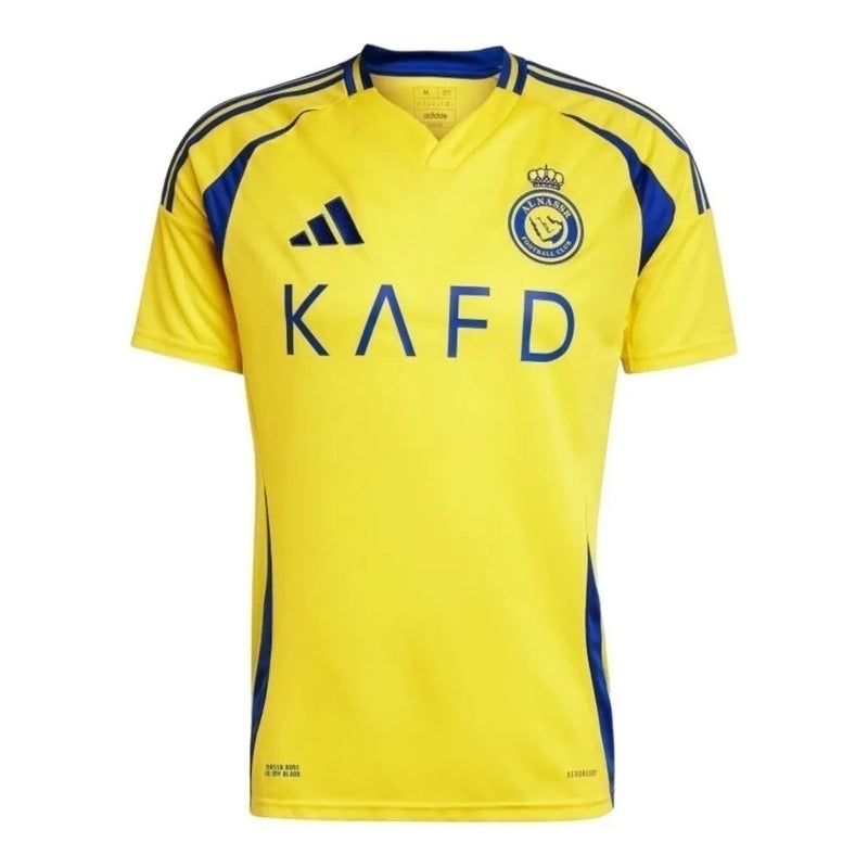 Camisa Al-Nassr I Ronaldo 24/25 - Torcedor Adidas Masculina - Amarela com detalhes em azul