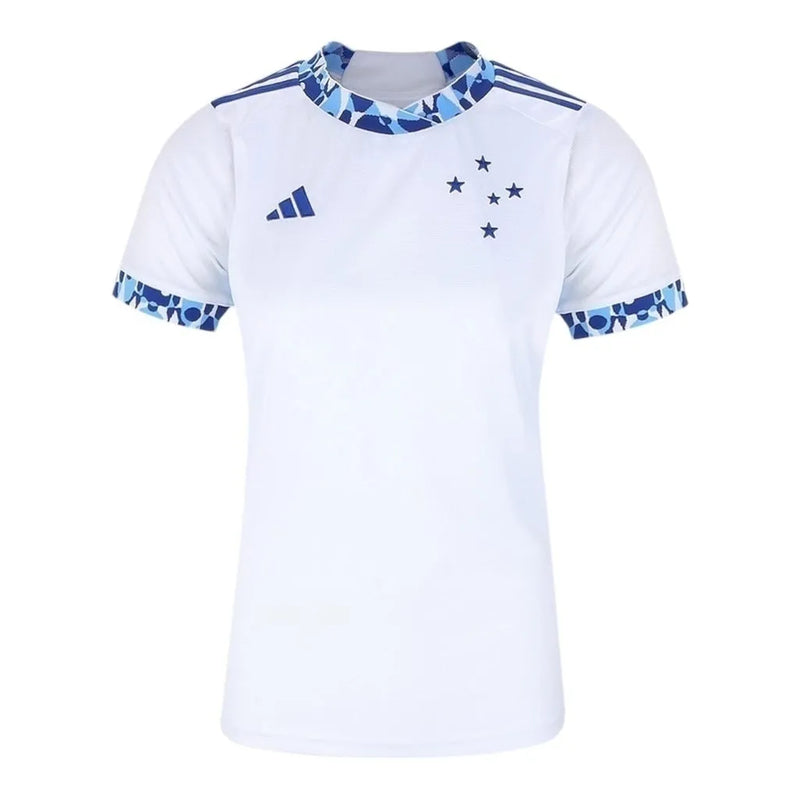 Camisa Cruzeiro II 24/25 - Torcedor Adidas Feminina - Branca com detalhes em azul