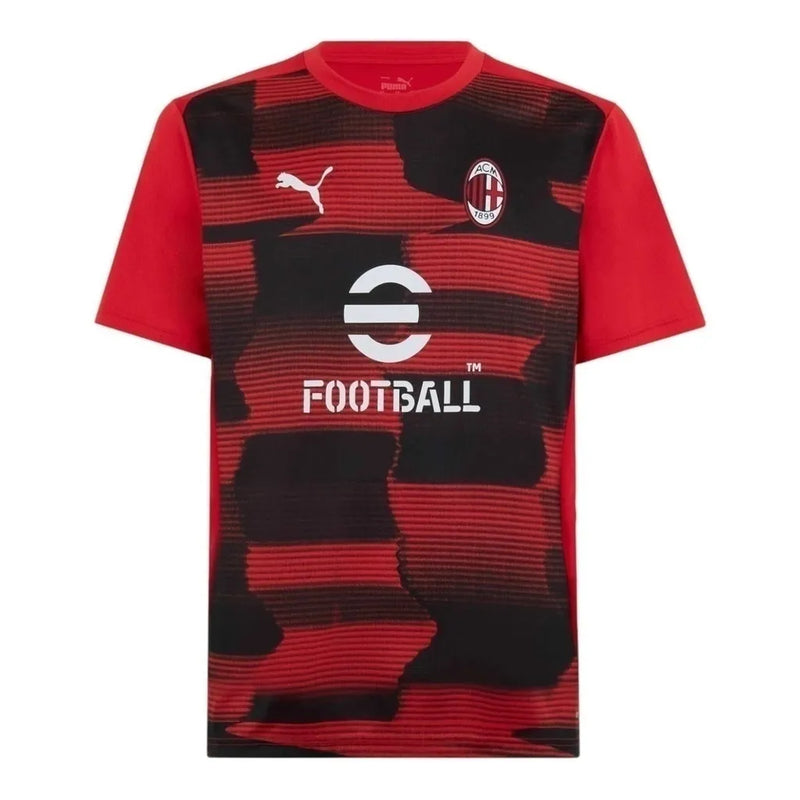 Camisa AC Milan Pré-jogo 24/25 - Torcedor Puma Masculina - Vermelha com detalhes em preto