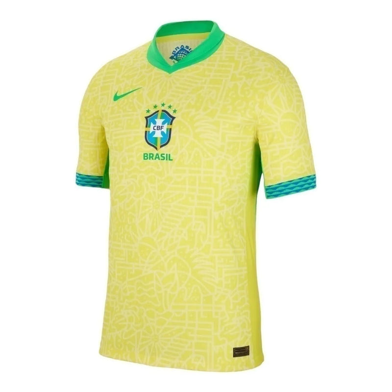 Camisa Seleção Brasileira I 24/25 - Torcedor Nike Masculina - Amarela com detalhes em verde