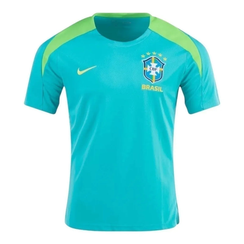 Camisa Seleção Brasileira Treino 24/25 - Torcedor Nike Masculina - Azul com detalhes em verde