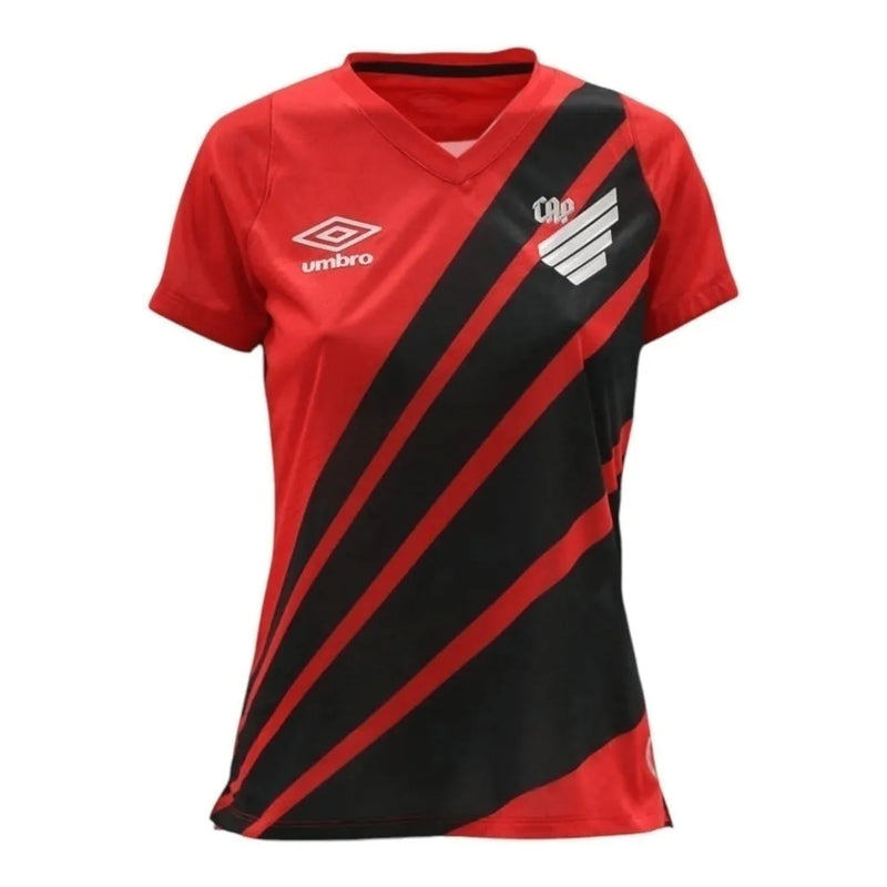 Camisa Athletico Paranaense I 24/25 - Torcedor Umbro Feminina - Vermelha com detalhes em marrom