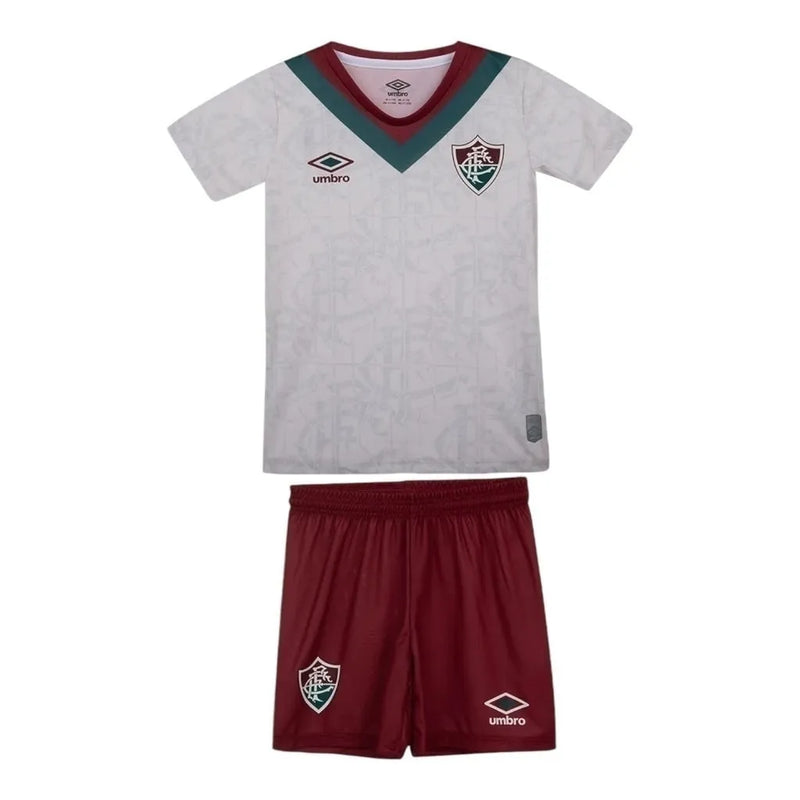 Kit Infantil Fluminense III 24/25 - Umbro - Branco com detalhes em verde e vermelho