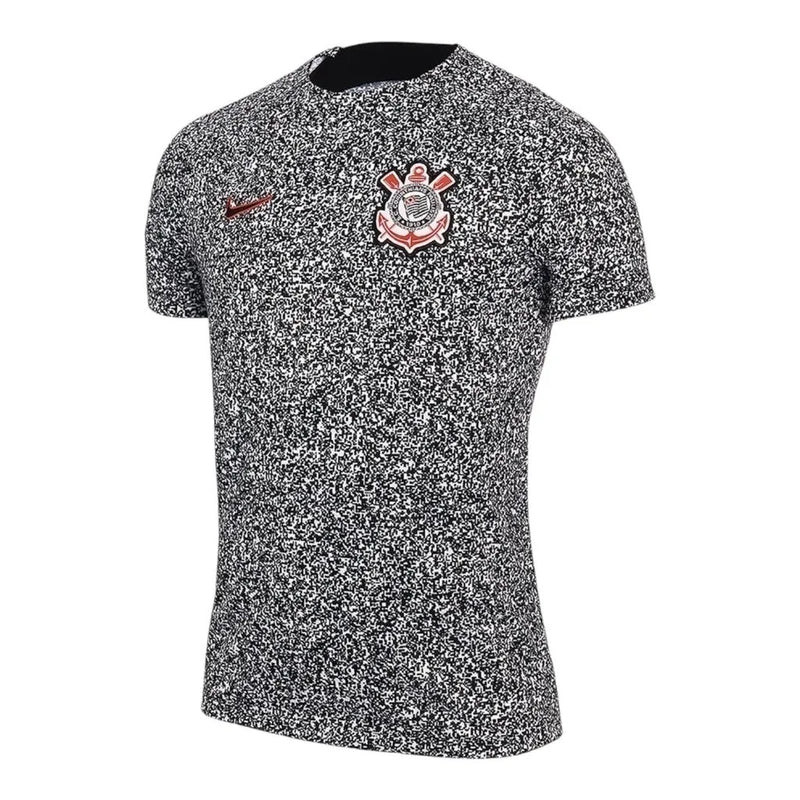 Camisa Corinthians Pré-jogo 24/25 - Torcedor Nike Masculina - Branca com detalhes em preto