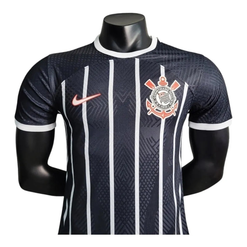 Camisa Corinthians II 23/24 - Jogador Nike Masculina - Preta com listras brancas