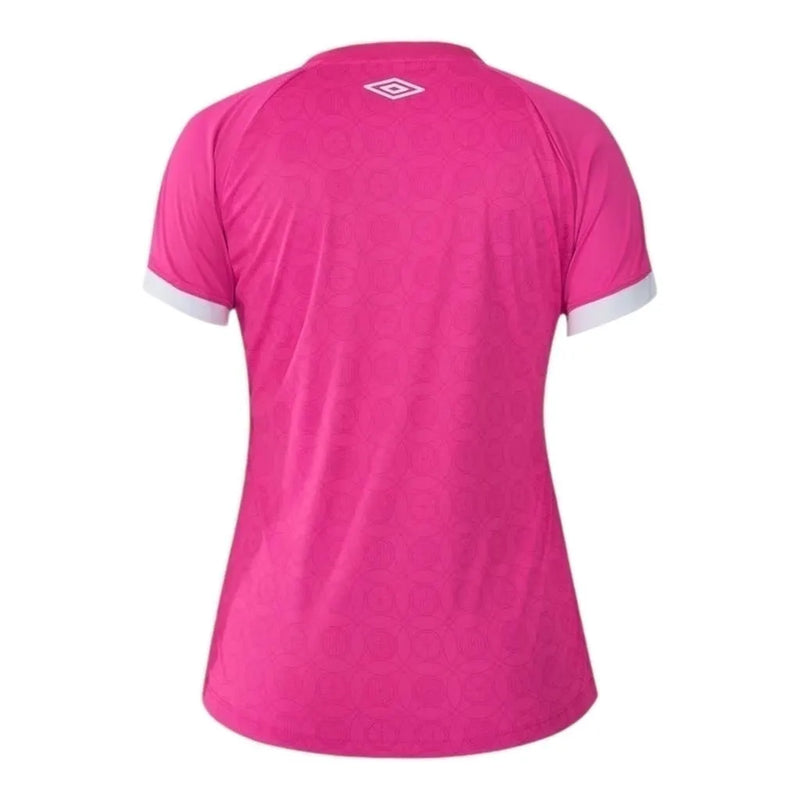 Camisa Santos Edição especial Outubro Rosa 23/24 - Torcedor Umbro Feminina - Rosa com detalhes em branco