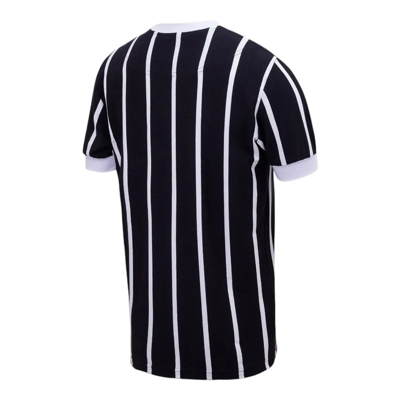 Camisa Retrô Corinthians Edição especial 1977 - Masculina - Preta com listras brancas