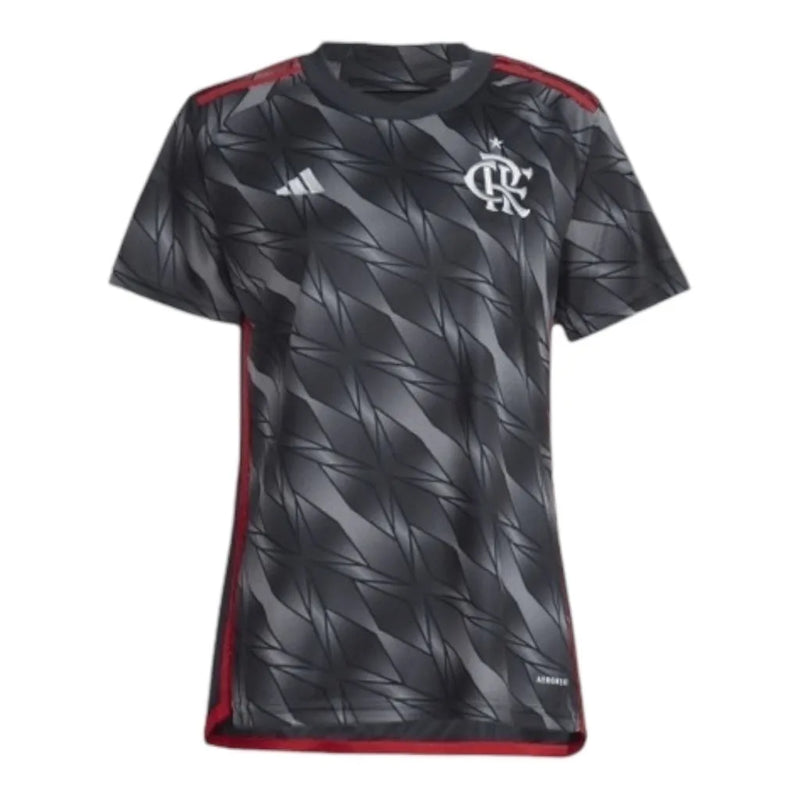 Camisa Flamengo III 24/25 - Torcedor Adidas Feminina - Preta com detalhes em cinza e vermelho