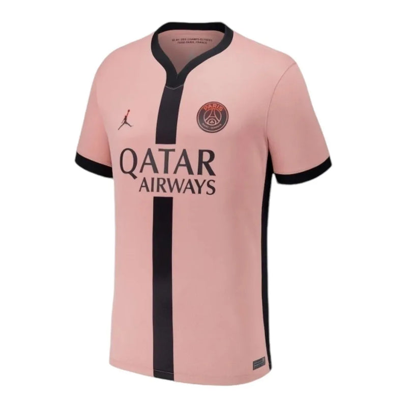 Camisa Paris Saint-Germain III 24/25 - Torcedor Jordan Feminina - Rosa com detalhes em roxo