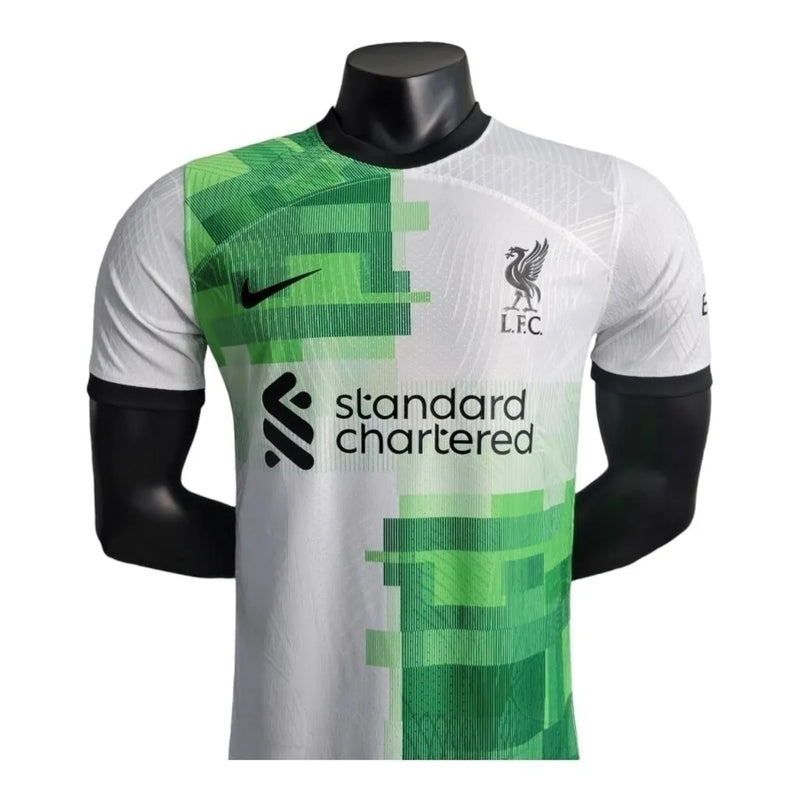 Camisa Liverpool II 23/24 - Jogador Nike Masculina - Branca com detalhes em verde e preto