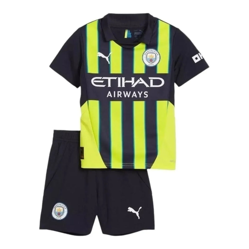 Kit Infantil Manchester City II 24/25 - Puma - Amarelo e preto