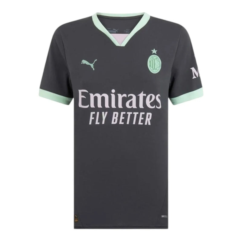 Camisa AC Milan III 24/25 - Torcedor Puma Feminina - Cinza com detalhes em verde