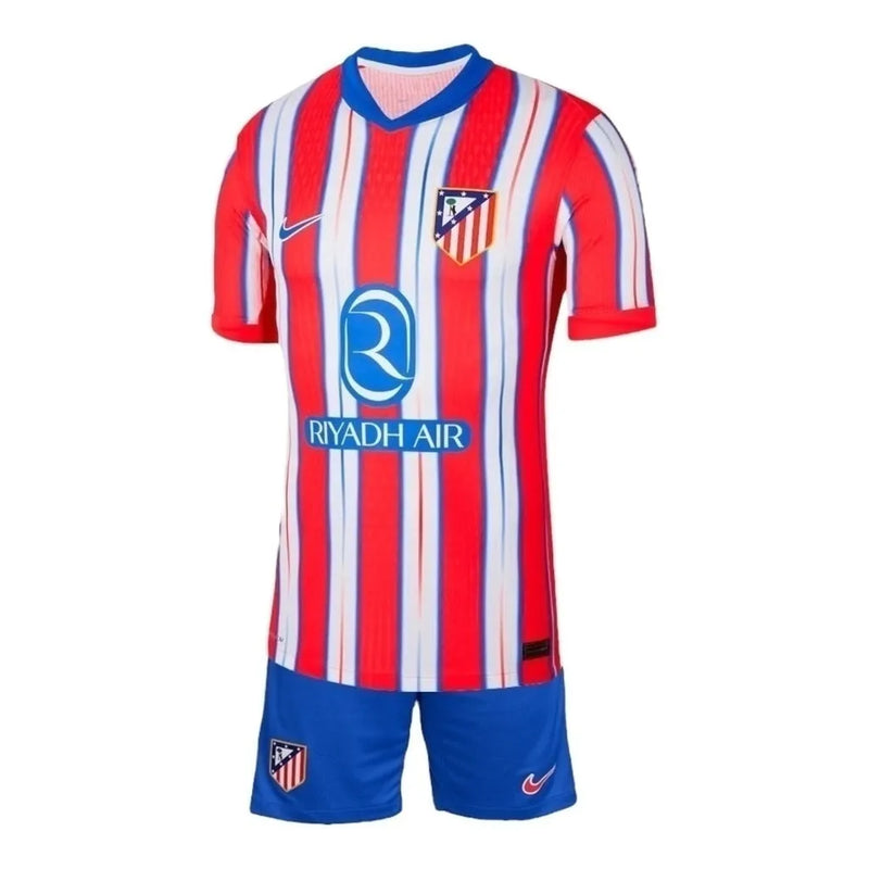 Kit Infantil Atlético de Madrid I 24/25 - Nike - Vermelho e azul com detalhes em branco