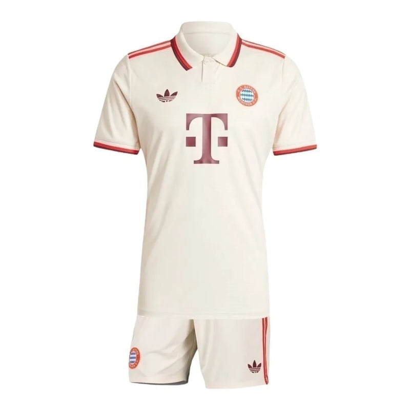 Kit Infantil Bayern de Munique III 24/25 - Adidas - Bege com detalhes em vinho