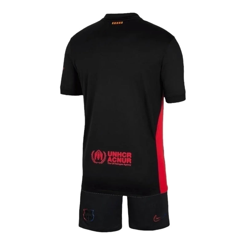 Kit Infantil Barcelona II 24/25 - Nike - Preto com detalhes em azul e vermelho