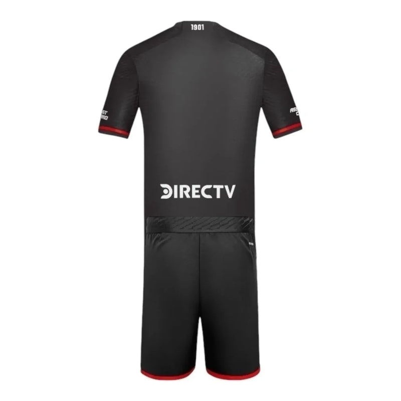 Kit Infantil River Plate III 24/25 - Adidas - Preta com detalhes em vermelho