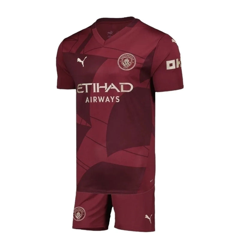 Kit Infantil Manchester City III 24/25 - Puma - Vinho