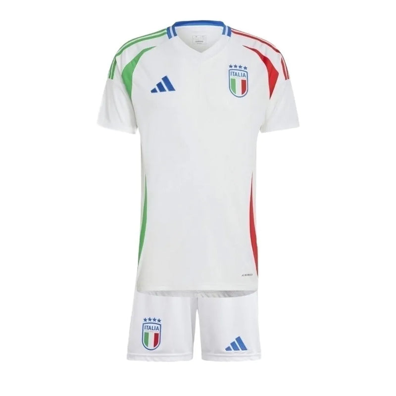 Kit Infantil Seleção da Itália II 24/25 - Adidas - Branco com detalhes em azul e vermelho e verde