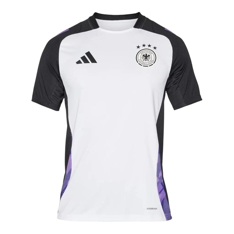 Camisa Seleção Alemanha Treino 24/25 - Torcedor Adidas Masculina - Branca e preta com detalhes em roxo