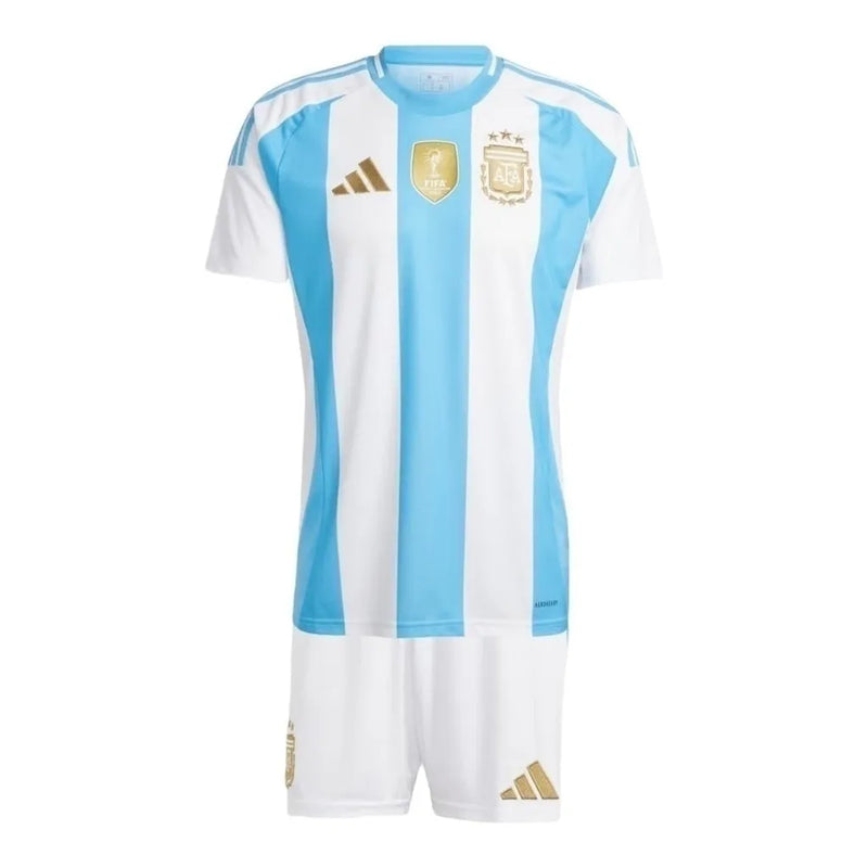 Kit Infantil Seleção Argentina I 24/25 - Adidas - Branco e azul