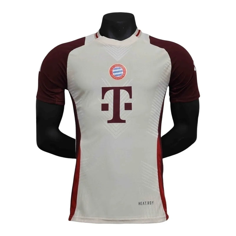 Camisa Bayern de Munique Treino 24/25 - Jogador Adidas Masculina - Bege com detalhes em vinho