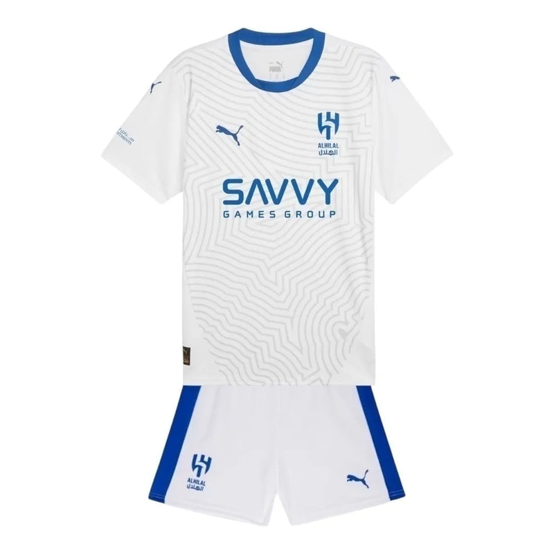 Kit Infantil Al-Hilal II 24/25 - Puma - Branco com detalhes em azul