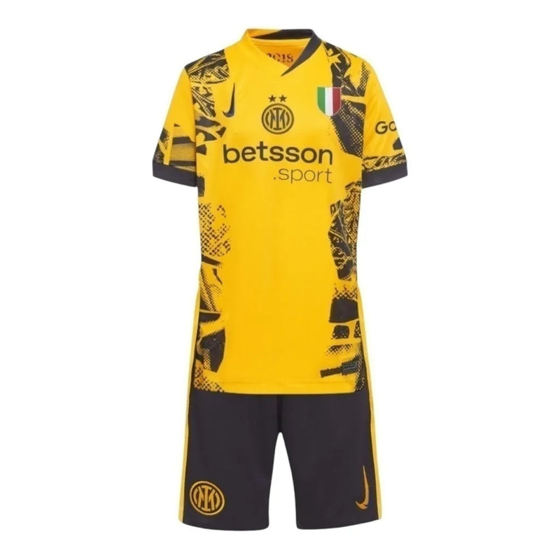 Kit Infantil Inter de Milão III 24/25 - Nike - Amarelo com detalhes em cinza