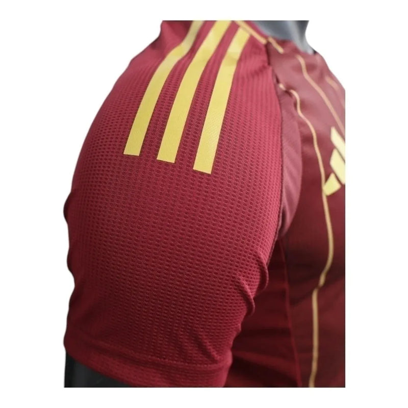 Camisa Roma I 24/25 - Jogador Adidas Masculina - Vermelha com detalhes em amarelo