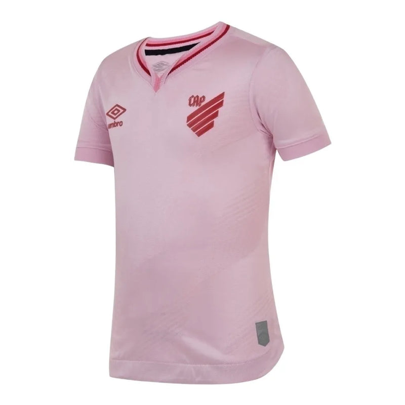 Camisa Athletico Paranaense Outubro Rosa 24/25 - Torcedor Umbro Feminina - Rosa com detalhes em vermelho